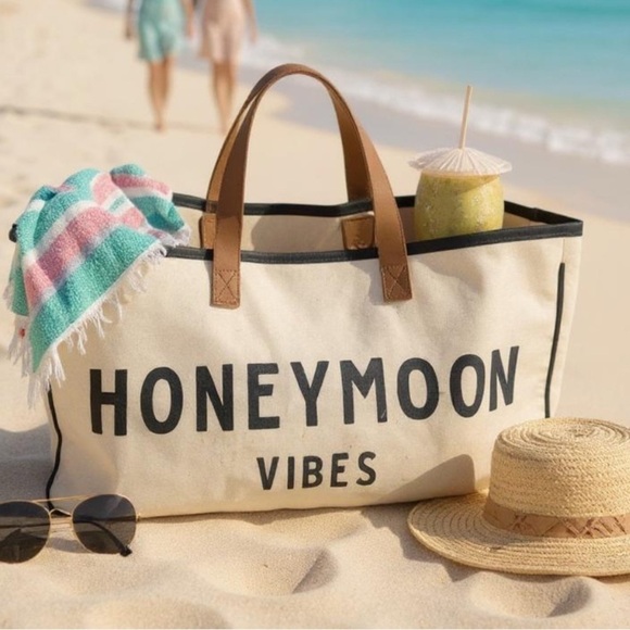 Santa Barbara designs Handbags - Santa Barbara Designs Honeymoon Vibes Canvas Bag with Leather straps